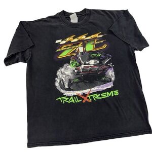 Vintage 90s Arctic Cat ZL Trail Xtreme Black XL‎ Men Graphic T Shirt Snowmobile